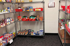 An image of food storage racks at the IU East food pantry.